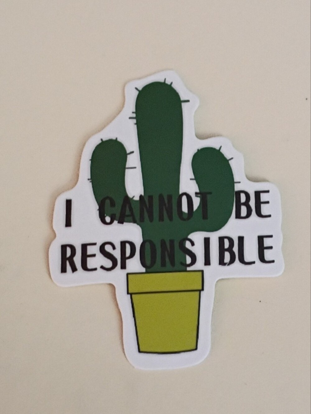 10/$10 Stickers Decal - I Cannot Be Responsible - Cactus In Yellow Pot 2